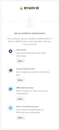 a screen showing options for setting up multi-factor authentication