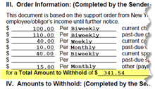 View illustration: amounts ordered on withholding notice